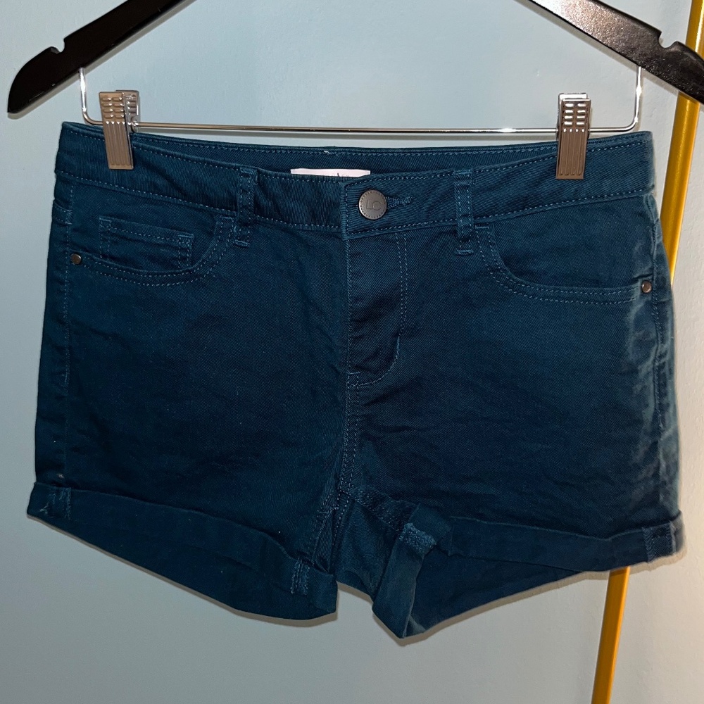 LC Lauren Conrad Teal Mid Rise Jean Shorts